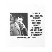 Nikola Tesla Capacity Of Earth Charge Electrified Memo Pads