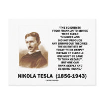 Nikola Tesla Clear Thinkers Sane To Think Clearly postcards