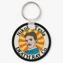 Nikola Tesla Death Ray Co. Keychains by Sporkbender Nikola Tesla Death Ray Co. Keychains