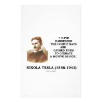 Nikola Tesla Harnessed Cosmic Rays Motive Device Stationery