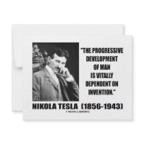 Nikola Tesla Progressive Development Of Man Quote invitations by wordsunwords Nikola Tesla Progressive Development Of Man Quote invitations