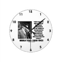 Nikola Tesla Scientists Equation No Relation Quote Round Clock