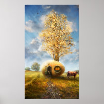 egg, home, house, tree, sky, past, life, cottage, cow, birds, countryside, country, dream, dreamlike, dreamland, wonderland, houk, art, artwork, illustration, story, digital art, digital realism, surreal, surreal art, fantasy, fairytales, gifts, gift, eerie, adorable, mystic, mood, awesome, amazing, wonderful, atmospheric, imaginative, posters, prints, Poster with custom graphic design