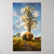 egg, home, house, tree, sky, past, life, cottage, cow, birds, countryside, country, dream, dreamlike, dreamland, wonderland, houk, art, artwork, illustration, story, digital art, digital realism, surreal, surreal art, fantasy, fairytales, gifts, gift, eerie, adorable, mystic, mood, awesome, amazing, wonderful, atmospheric, imaginative, posters, prints, Poster with custom graphic design