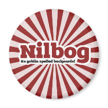 Nilbog it's goblin spelled backwards fridge magnet