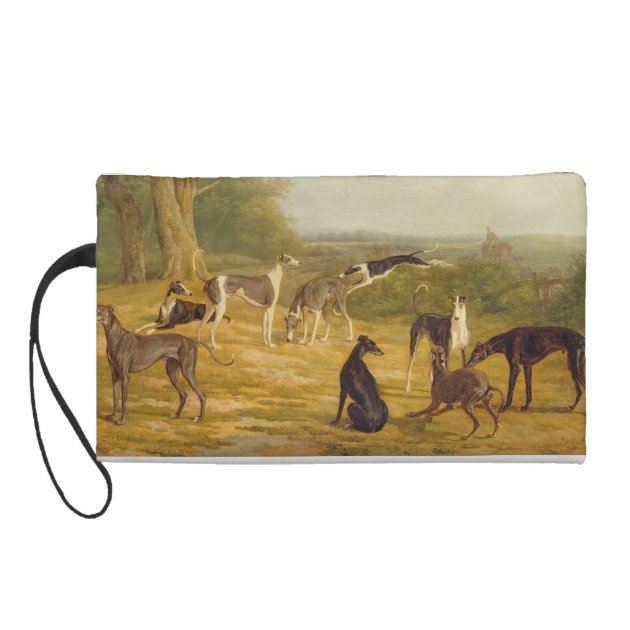 Nine Greyhounds in a Landscape (oil on canvas) Wristlet Clutch
