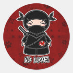 ¡Ningún amor! Ninja en pegatina rojo