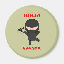 Ninja Barber with Scissors Fridge Magnets