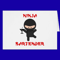 Ninja Bartender Holding Martini cards