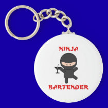 Ninja Bartender Holding Martini keychains