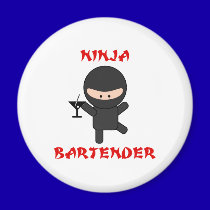 Ninja Bartender Holding Martini magnets