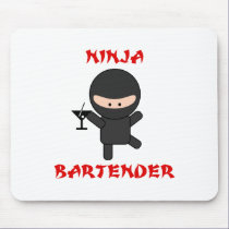 Ninja Bartender Holding Martini mousepads