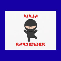 Ninja Bartender Plain postcards