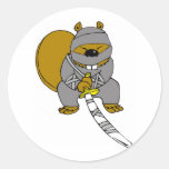 Ninja Beaver Round Stickers