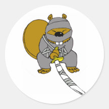 Ninja Beaver Round Stickers