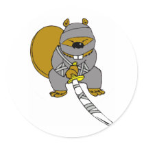 Ninja Beaver Round Stickers