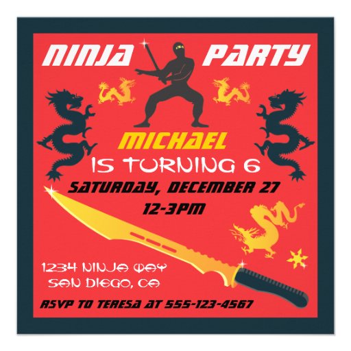 Ninja Birthday Party Invitations