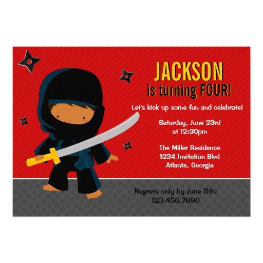 Ninja Birthday Party Personalized Invites