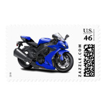 Ninja Blue Bike Postage Stamp