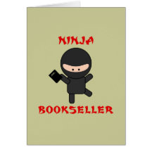 ninja bookseller with book greeting card
