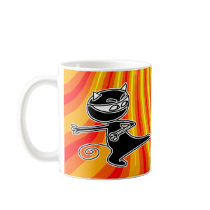 Ninja Cat Firekick Mug by petserrano