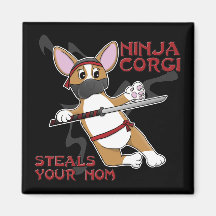 Ninja Corgi Refrigerator Magnet