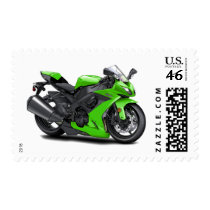 Ninja Green Bike Postage Stamps