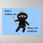Ninja Knitter with Circular Needles Poster
