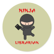 Ninja Librarian with Book Round Sticker