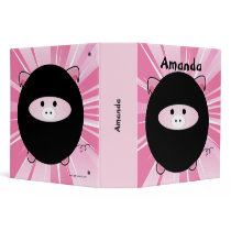 Ninja Pig on Pink Binder