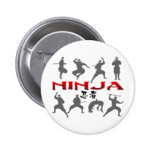 Ninja Pose Silhouette Buttons