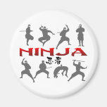 Ninja Pose Silhouette Fridge Magnets