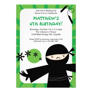 Ninja Power Green Invitation