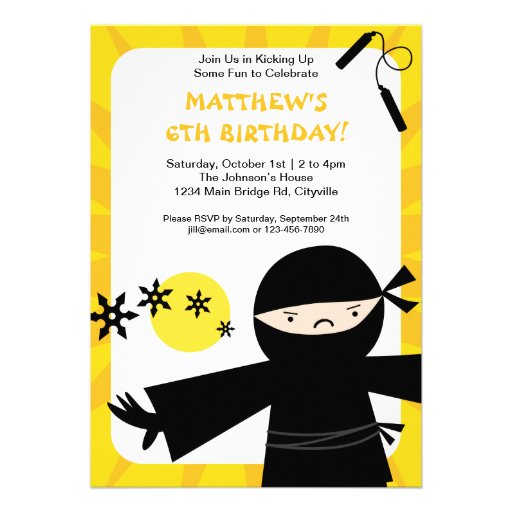 Ninja Power Yellow Invitation