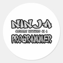 Ninja...Programmer Round Sticker