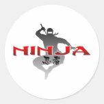 Ninja Silhouette Round Stickers