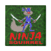 Ninja Squirrel Fridge Magnet