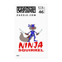 Ninja Squirrel Postage Stamp