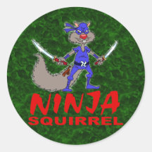 Ninja Squirrel Round Stickers