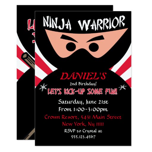 Ninja Warrior Birthday Invitation | Zazzle
