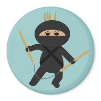 Ninja With Circular Knitting Needles Magnet