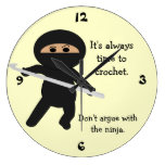Ninja With Crochet Hook Wall Clock