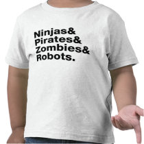 Ninjas and PIrates and Zombies and Robots t-shirts