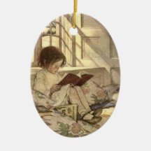 Niño del vintage que lee un libro, Jessie Willcox  Ornamentos De Reyes Magos