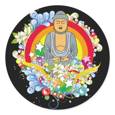 Nirvana Buddha Round Sticker by BuddhaGifts