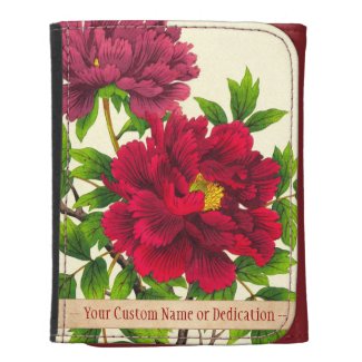 Nishimura Hodo Peony japanese flowers fine art Leather Trifold Wallet