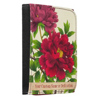 Nishimura Hodo Peony japanese flowers fine art Leather Trifold Wallet