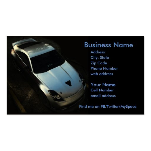 Nismo 350Z Business Card Template (front side)