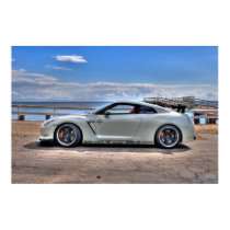Nissan GT-R at Paradise Cove posters by BudezCom Nissan GT-R at Paradise Cove posters