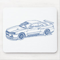 Nissan Skyline GTR R34 2000 sketch mousepads by tedlemon111 Nissan Skyline GTR R34 2000 sketch mousepads